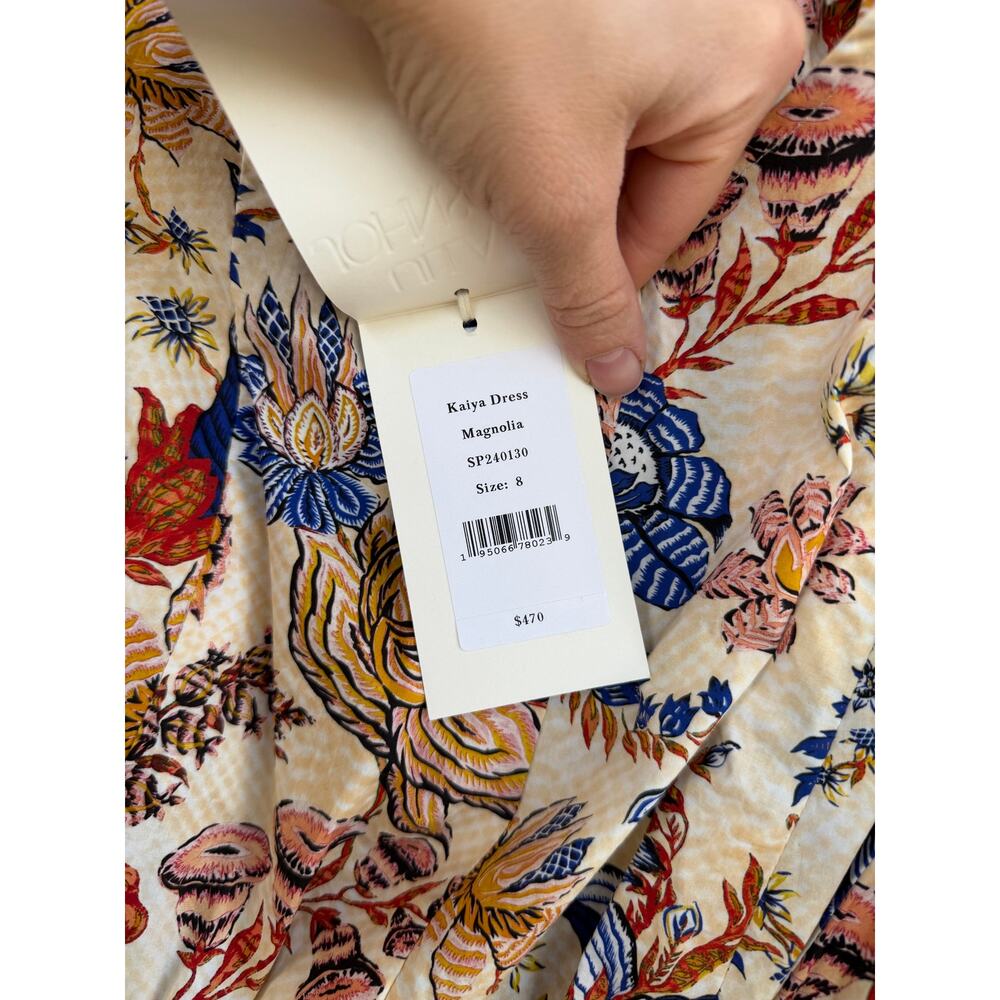 ULLA JOHNSON Kaiya Dress Magnolia Floral Midi 8 NWT - Picture 7 of 8